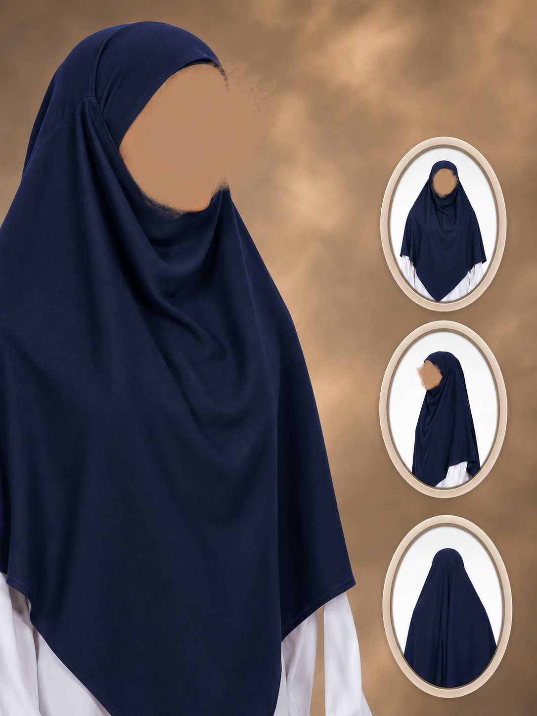 Khimar i Medinasiden – 130 × 115 cm
