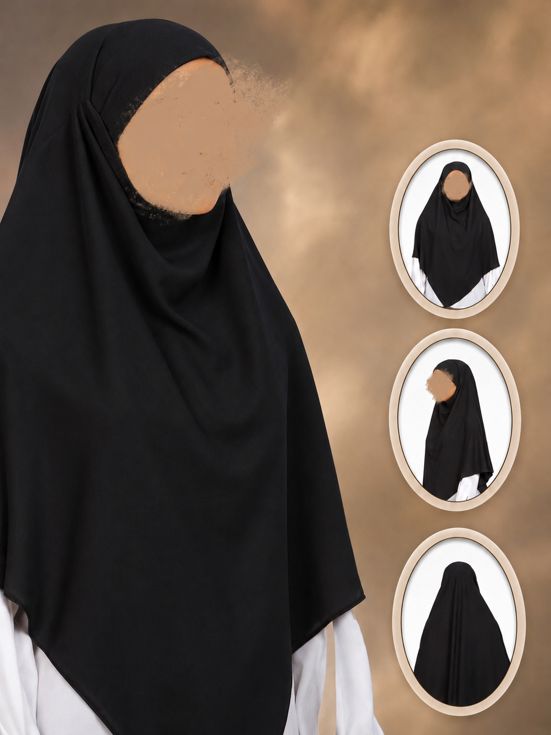 Khimar i Medinasiden – 130 × 115 cm