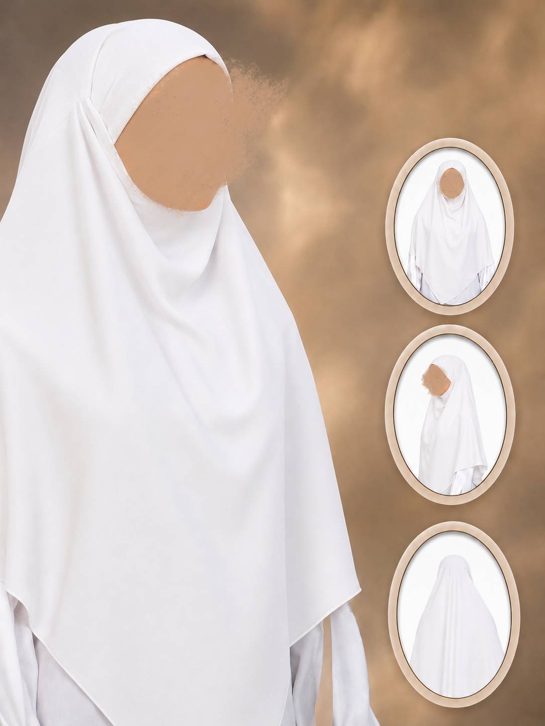 Khimar i Medinasiden – 130 × 115 cm